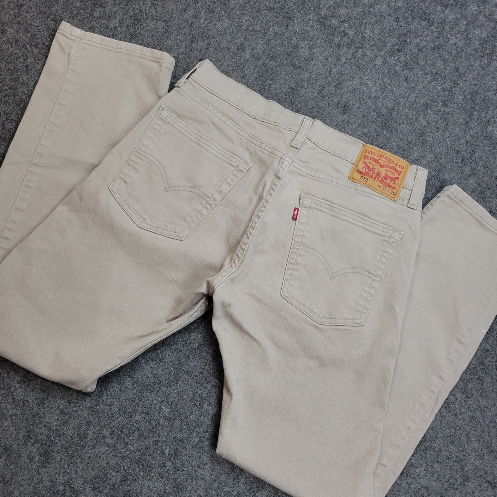 Levis 513 Jeans Mens 31x30 Light Brown Denim Red Tab Slim Straight Streetwear
